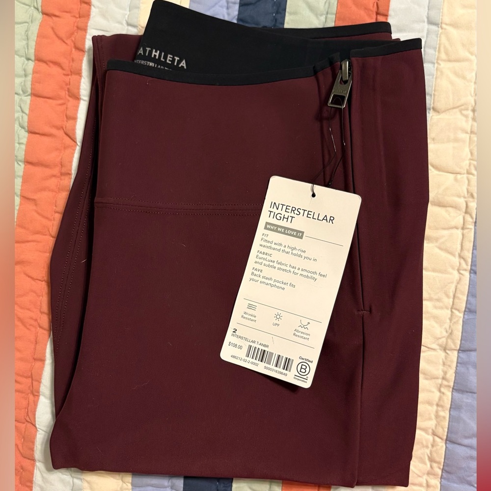 Athleta Interstellar Tight Kick Flare Maroon Pant - Picture 3 of 5